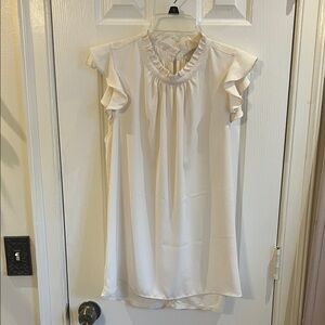 LOFT White Ruffle Sleeve Top